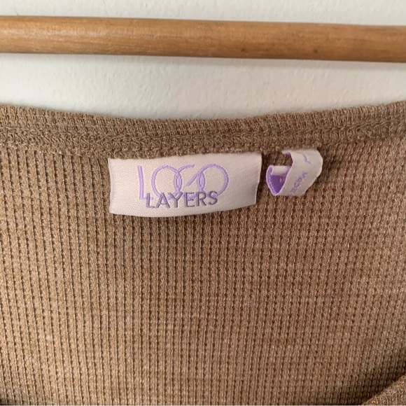 [LOGO Lori Goldstein] Layers Brown Camel Waffle Knit Sleeveless Basic Dress - Picture 3 of 7